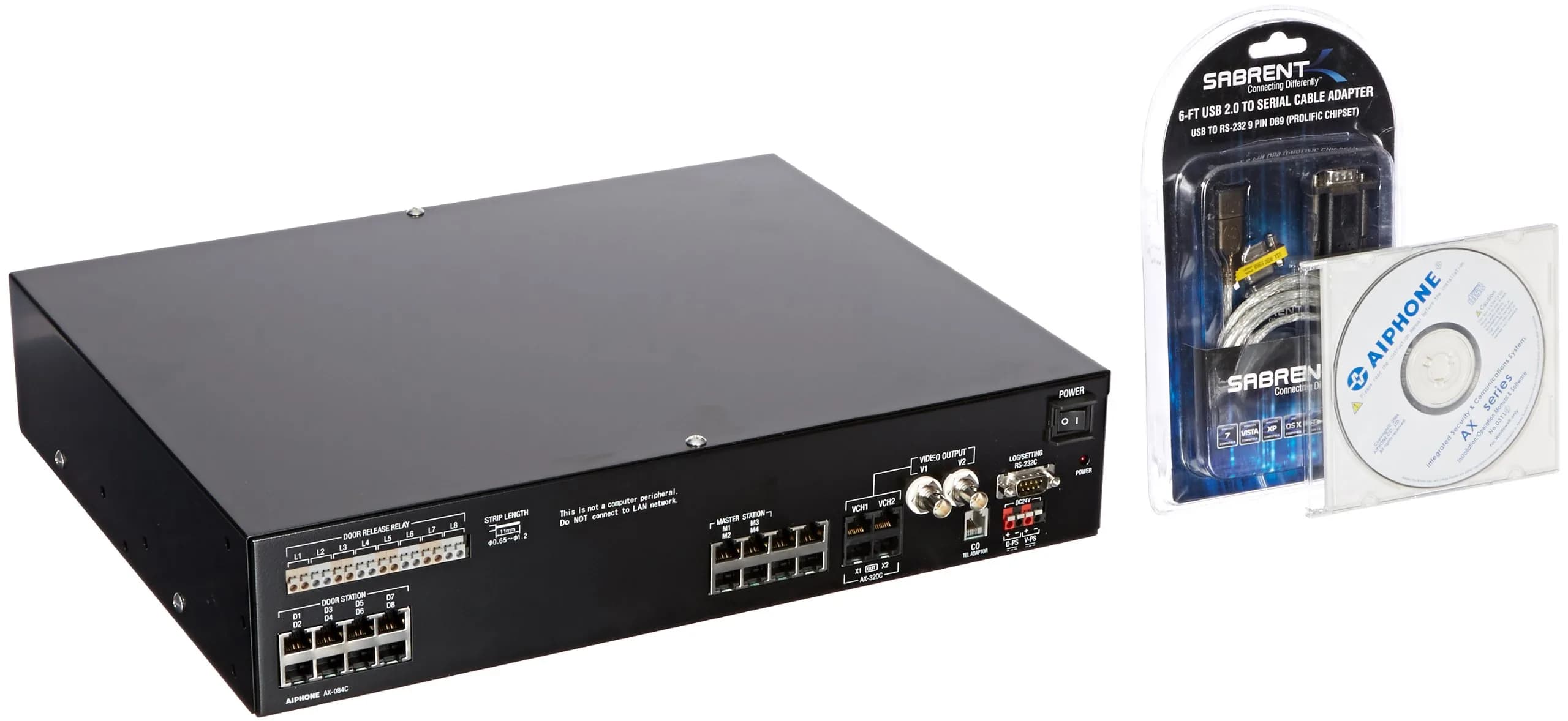 Aiphone AX-084C Central Exchange Unit for AX Series, 8 Doors, 4 Masters | Controls up to 8 doors & 4 masters