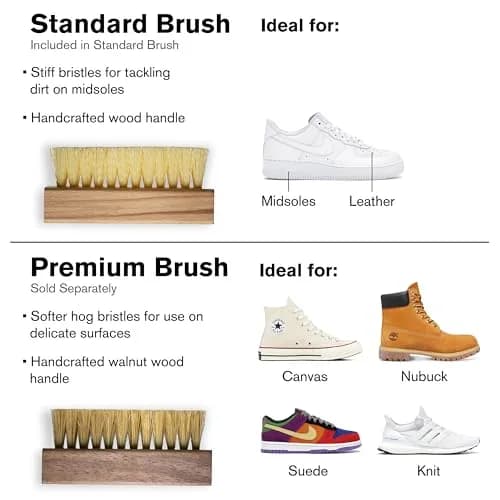 Jason Markk Standard Cleaning Brush - Handcrafted Beech Wood Handle - Synthetic Bristles - 4-inch Length | Tough on Stubborn Stains thumbnail 7