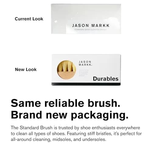 Jason Markk Standard Cleaning Brush - Handcrafted Beech Wood Handle - Synthetic Bristles - 4-inch Length | Tough on Stubborn Stains thumbnail 2