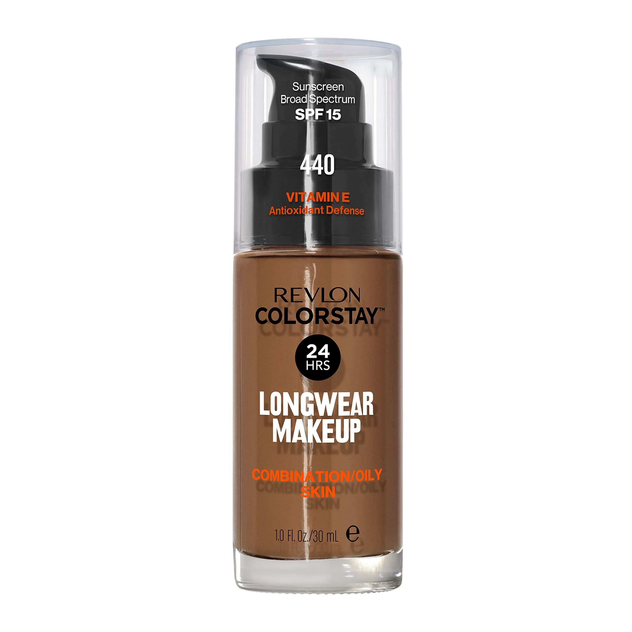 Revlon Colorstay Makeup for Combination/Oily Skin SPF 15, Natural Tan, 30ml (1 Fl Oz) | Life-Tested 24-Hour Wear — 440 Mahogany