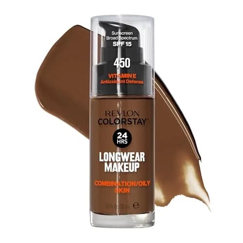 Revlon Colorstay Makeup for Combination/Oily Skin SPF 15, Natural Tan, 30ml (1 Fl Oz) | Life-Tested 24-Hour Wear — 450 Mocha