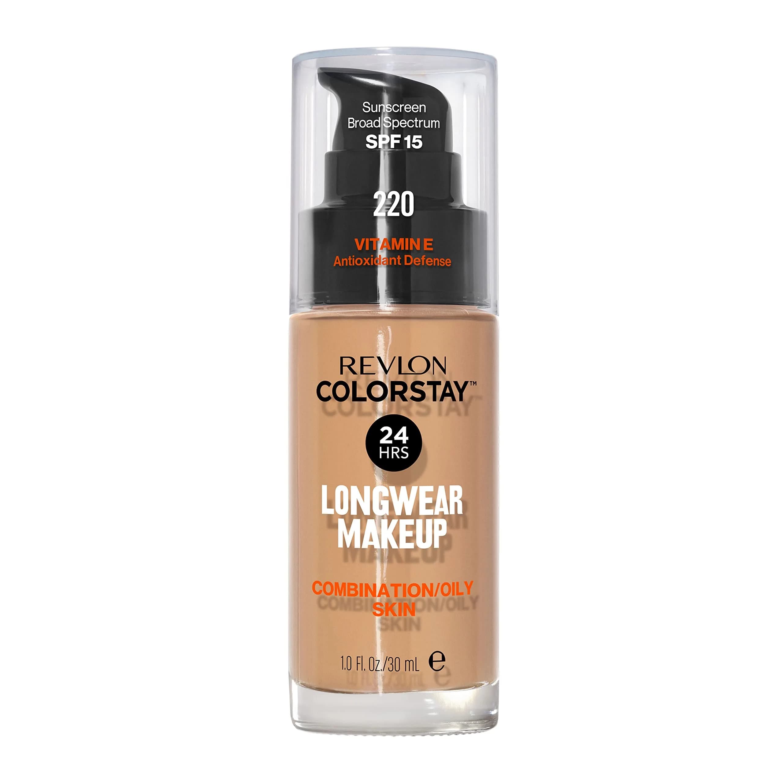 Revlon Colorstay Longwear Makeup Foundation, 220 Natural Beige, 1 Fl Oz (29.57 ml) | Oily/Combination Skin, Matte Finish - main product image