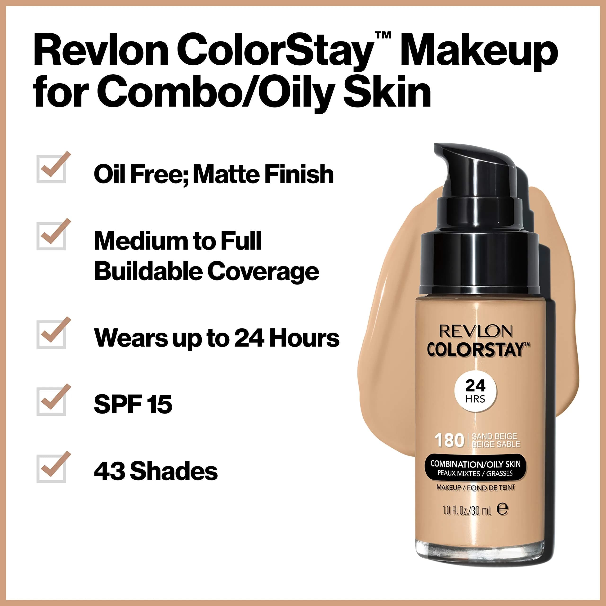 Revlon ColorStay Foundation 380 Rich Ginger for Oily/Combination Skin, 30ml | 24-Hour Matte Wear - view 3