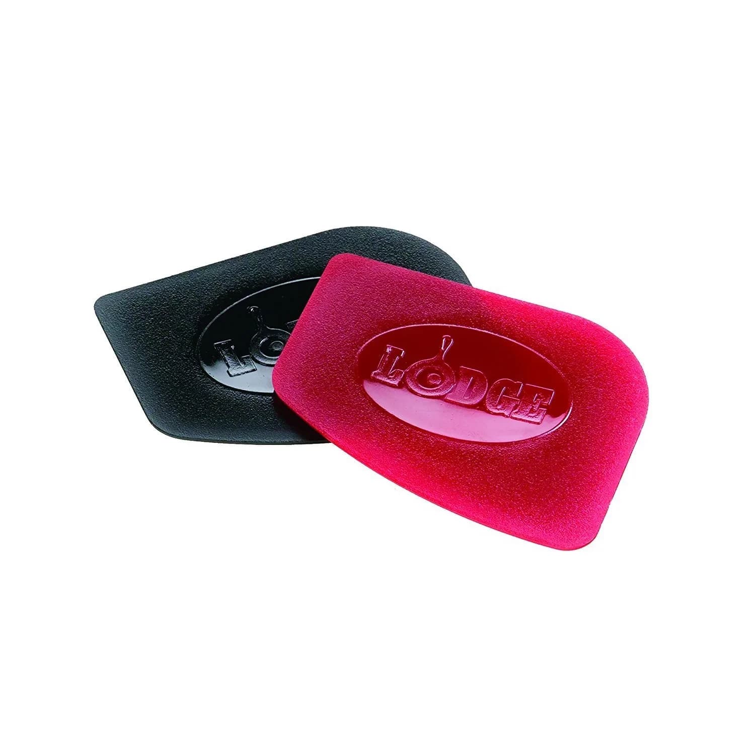 Lodge Cast Iron Pan Scrapers 2 Pack (Red/Black) | Durable Polycarbonate Cleaning Tool - main product image
