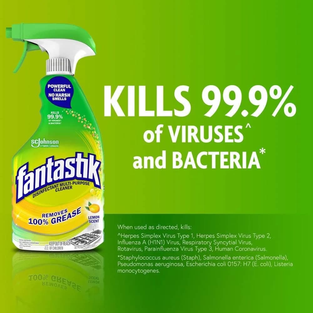 Fantastik All-Purpose Cleaner Trigger Lemon Scent 946ml (32 fl oz) | Kills 99.9% of Germs & Viruses - view 2