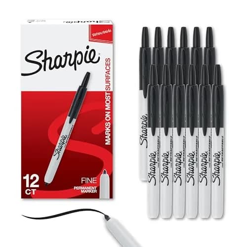 Sharpie Retractable Permanent Markers Fine Tip Black | Bold, Water-Resistant, Quick-Dry (70-120 chars) thumbnail 1