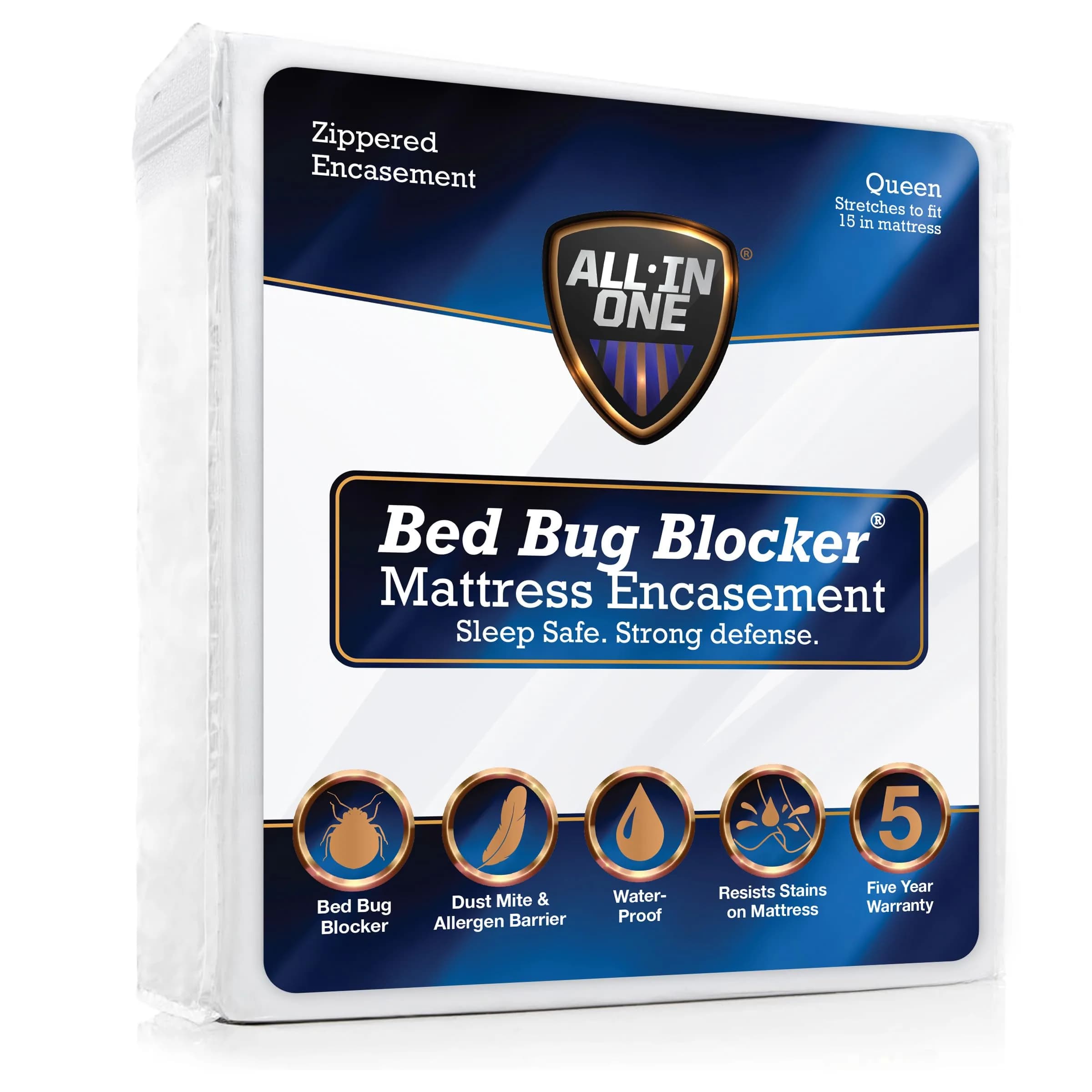 Bed Bug Blocker FRE146XXWHIT01 Mattress Protector, Twin, White | Triple Seal Water-Resistant Cover — White