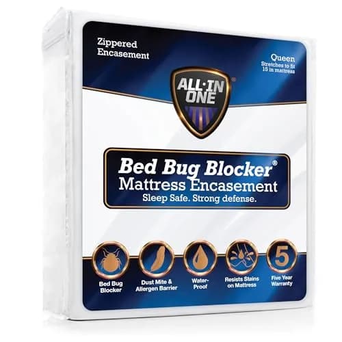 Bed Bug Blocker All-in-One Mattress Protector Encasement Queen White | Triple Seal Protection, Water & Stain Resistant thumbnail 1