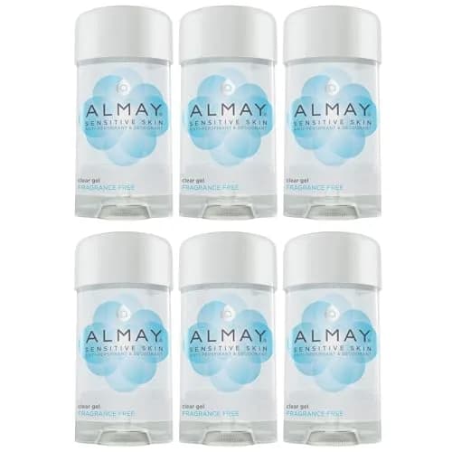 Almay Sensitive Skin Clear Gel Antiperspirant Deodorant Fragrance-Free 2.25 oz (6 oz Pack) | Dermatologist Tested for Sensitive Skin — 2.25 Ounce