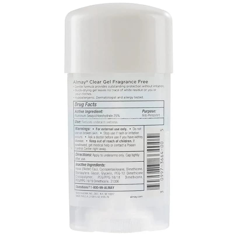 Almay Sensitive Skin Clear Gel Antiperspirant Deodorant Fragrance-Free 2.25 oz (6 oz Pack) | Dermatologist Tested for Sensitive Skin - view 3