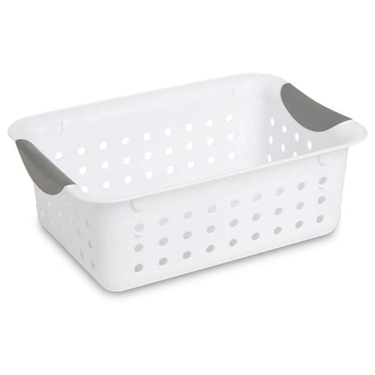 Sterilite Small Ultra Basket 27.61 cm (11.12"L x 8"W x 4"H) | Ventilated Storage for Home — White