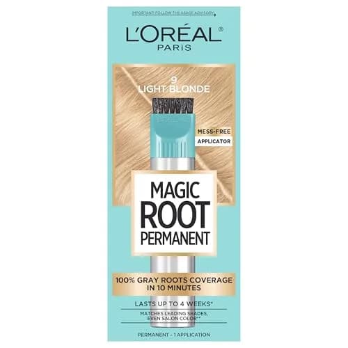 L'Oreal Paris Magic Root Permanent Hair Color Kit 4 Dark Brown 1 Count | 10-Minute Gray Coverage — 9 Light Blonde