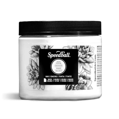 Speedball Water Soluble Block Printing Ink, White, 16 fl oz Jar - Vibrant, Easy-Mixing Formula thumbnail 1