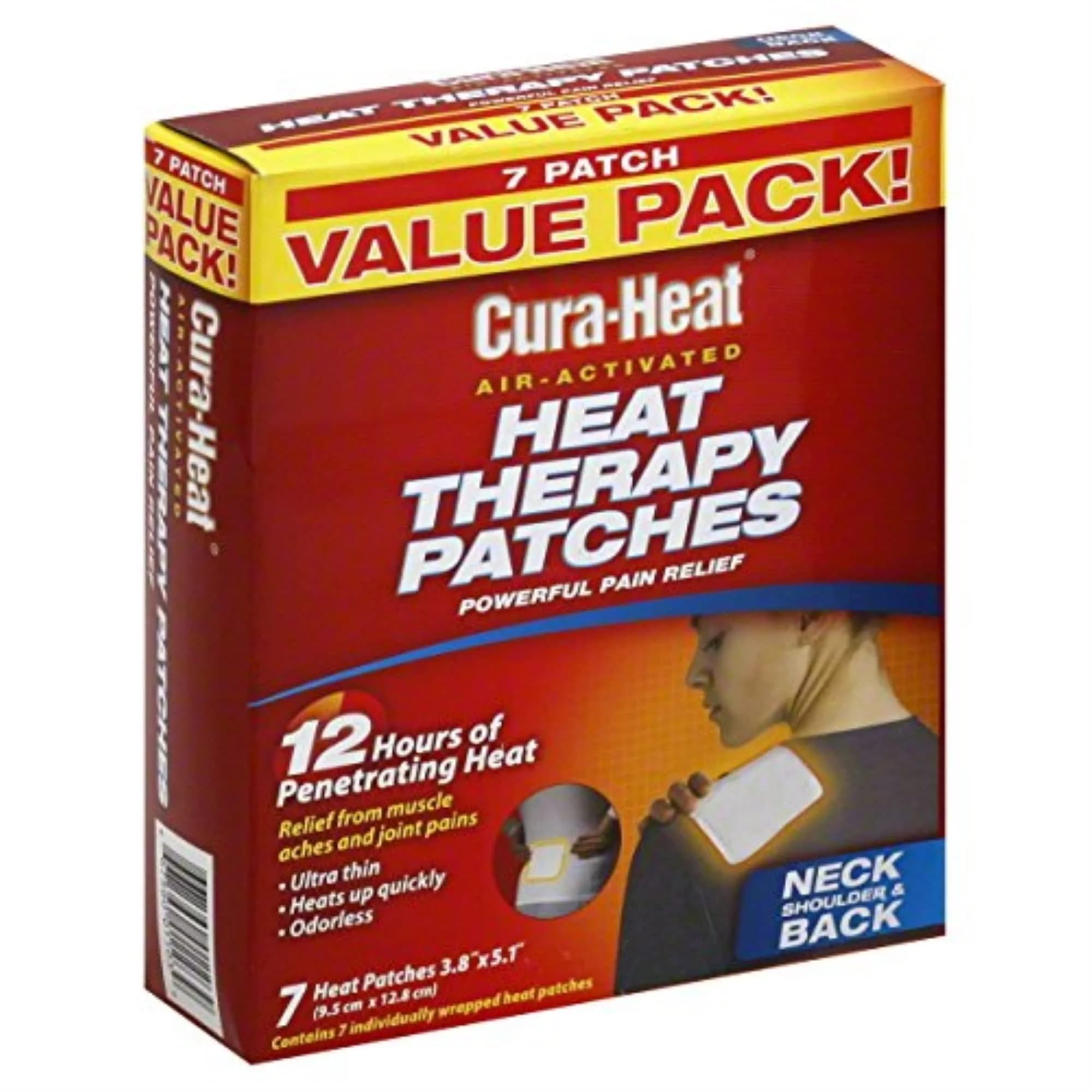 Cura Heat Air Activated Heat Therapy Patches for Neck Shoulder & Back, Value Pack 7 Count (198 g / 7 oz) - main product image
