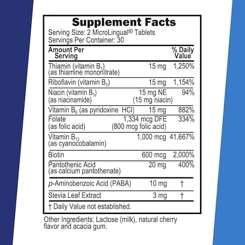 Superior Source Women's B Complex with B-12 and B-3, 60 Sublingual Tablets | Supports Energy & Heart Health thumbnail 2