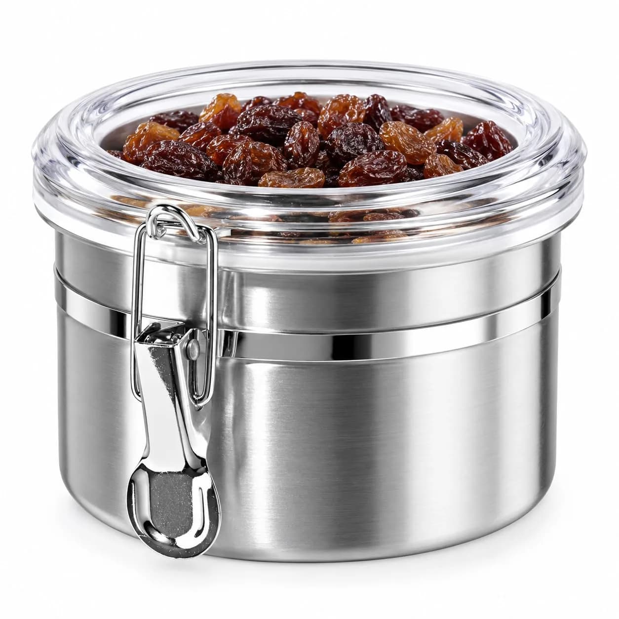 Oggi Stainless Steel Kitchen Canister 26 fl oz | Airtight Food Storage Container with See-Thru Lid — Stainless Steel