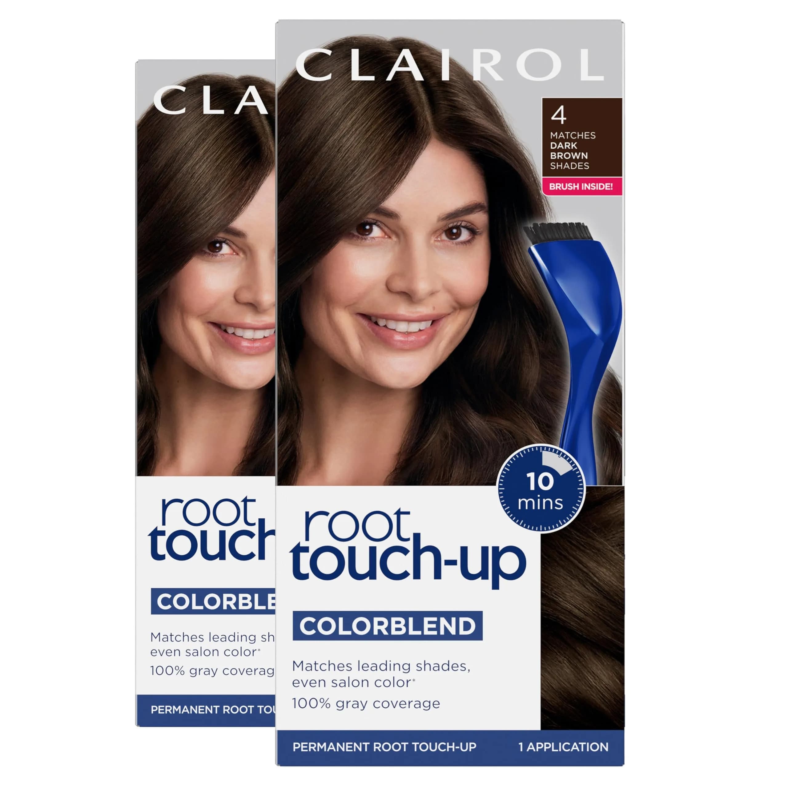 Clairol Root Touch Up Permanent Hair Dye 4 Dark Brown | 2-Pack, Easy 10-Minute Gray Coverage — 4 Dark Brown