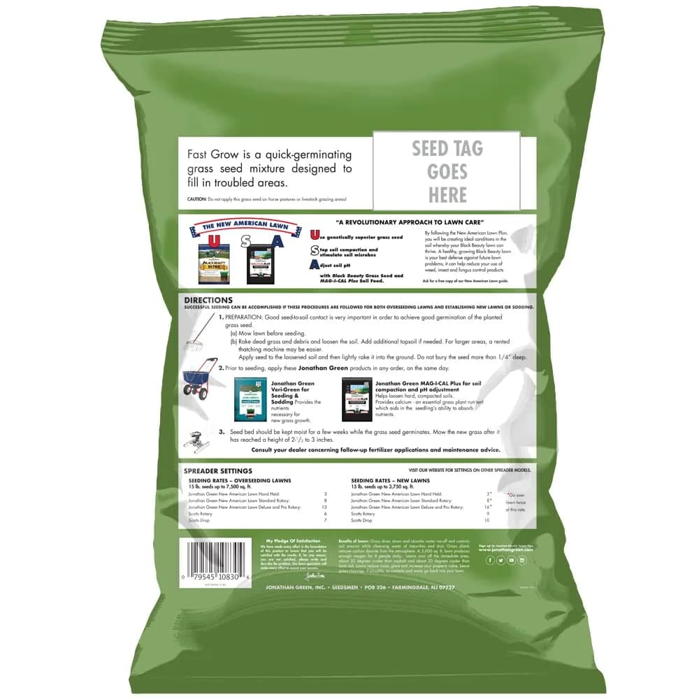 Jonathan Green Fast Grow Grass Seed - Cool Season Lawn Seed 6.8 kg (15 lb) | Quick Turf for Problem Areas - view 2