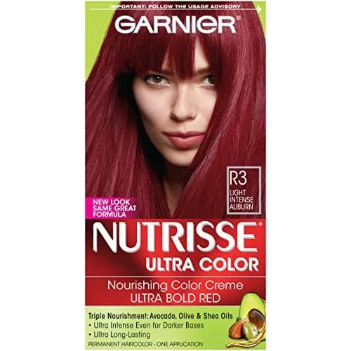 Garnier Nutrisse Ultra Color R3 Light Intense Auburn Hair Color Creme | Permanent Nourishing Formula thumbnail 1