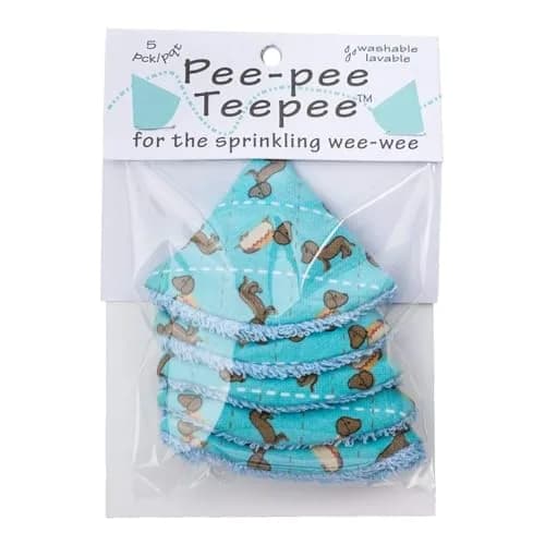 Beba Bean Pee Pee Teepee for Baby Boy - 5 Pack Wiener Dog Pattern | Reusable Cotton Diaper Changing Shields thumbnail 2