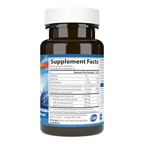 Carlson Cod Liver Oil Minis 280 mg Omega-3s + Vitamins A & D3 | 100 Mini Softgels (300 Soft Gels Total) thumbnail 2
