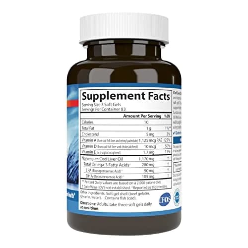 Carlson Cod Liver Oil Minis 280 mg Omega-3s + Vitamins A & D3 | 250 Mini Softgels (250 Count) thumbnail 2