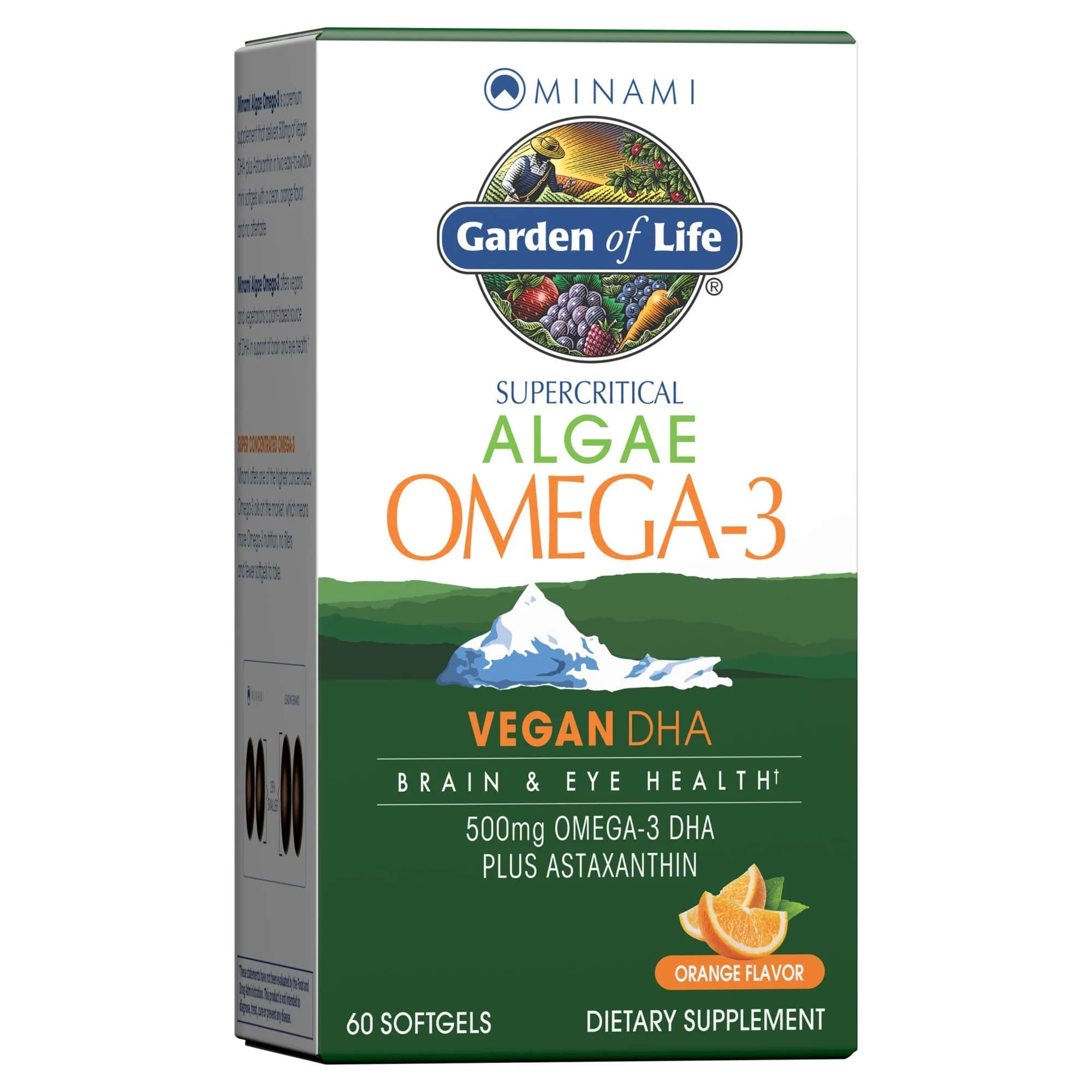 Garden of Life Minami Algae Omega 3 Vegan DHA, Orange, 60 Mini Softgels | Brain & Eye Health Support