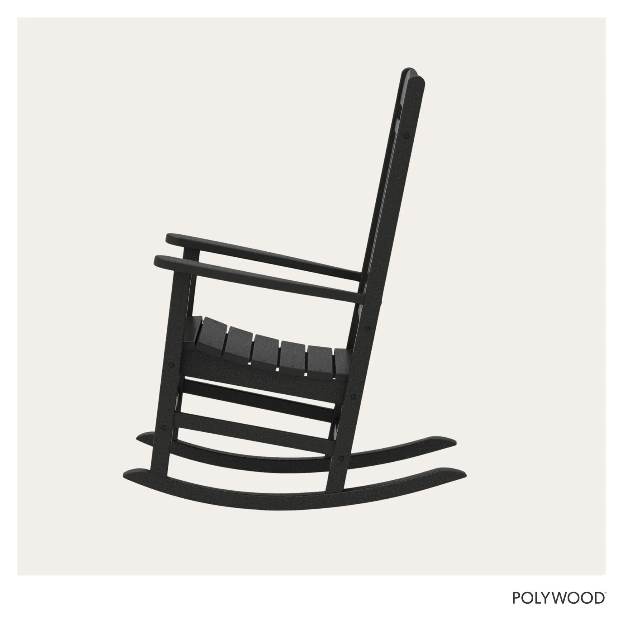 Polywood Presidential Rocking Chair in Black | Durable HDPE Outdoor Furniture (70-120 chars) thumbnail 7
