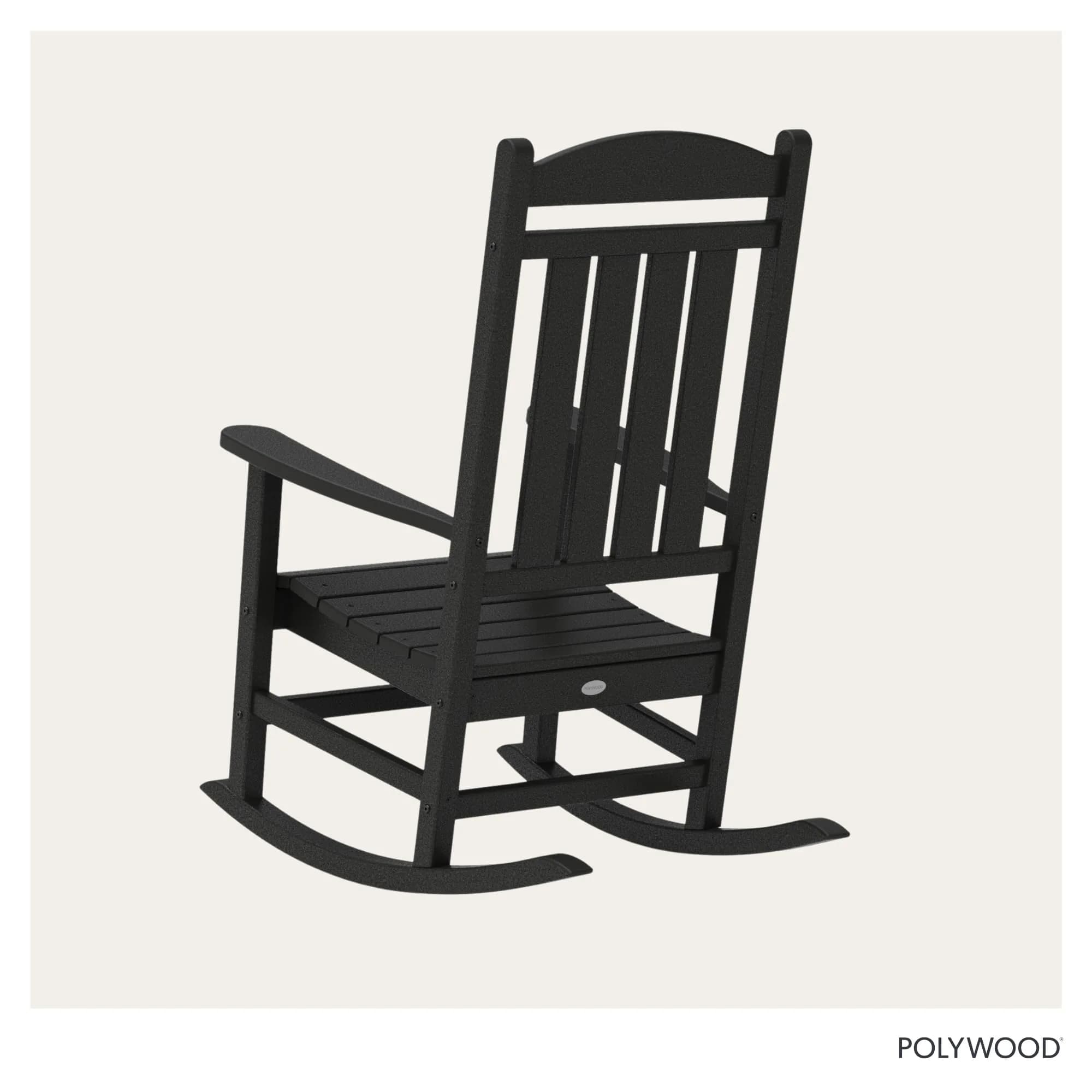 Polywood Presidential Rocking Chair in Black | Durable HDPE Outdoor Furniture (70-120 chars) thumbnail 4