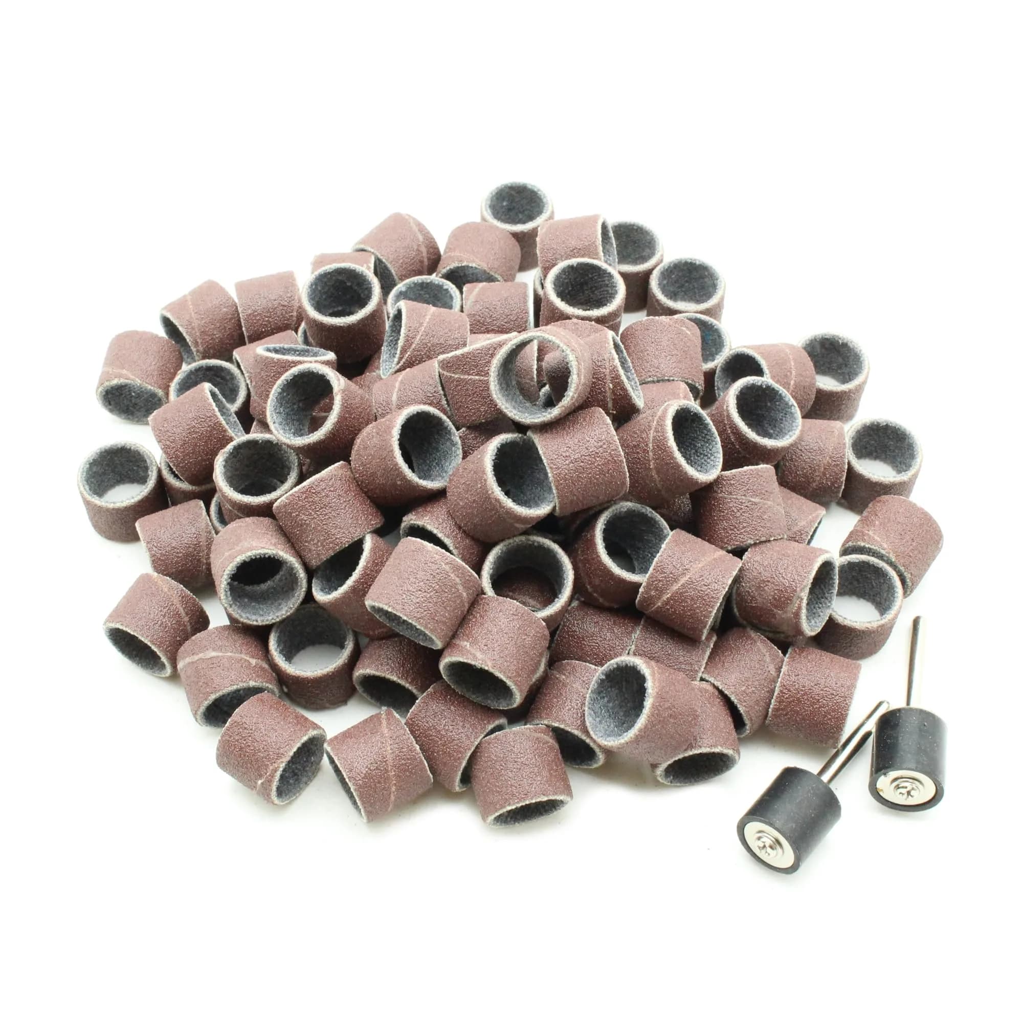 TEMO 100-Piece 1/2" Grit 120 Medium Sand Drum Set with 2 Mandrels | For Dremel Rotary Tools — 1/2" #120