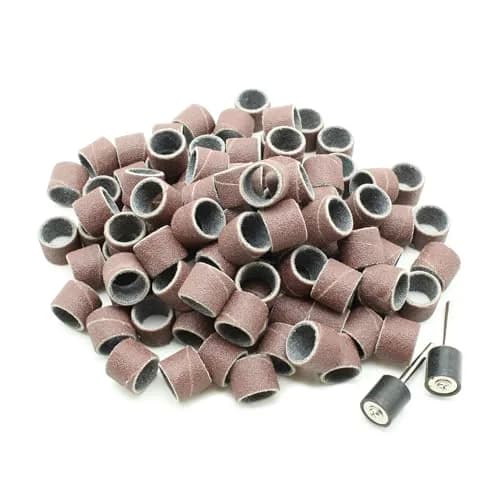 TEMO 100-Piece 1/2" Grit 120 Medium Sand Drum Set with 2 Mandrels | For Dremel Rotary Tools thumbnail 1