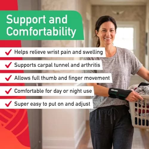 Mueller Green Fitted Wrist Brace, Left, LG/XL | Adjustable Support for Carpal Tunnel & Wrist Pain thumbnail 4