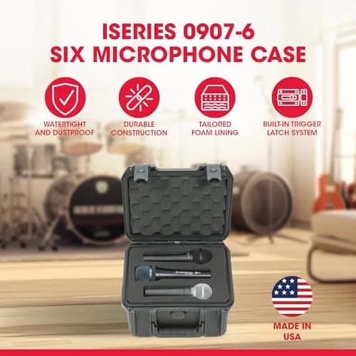 SKB 3I-0907-MC6 Injection-Molded Waterproof Mic Case for Six Microphones - Black | 2.3 kg (3.5 lb) Case thumbnail 2