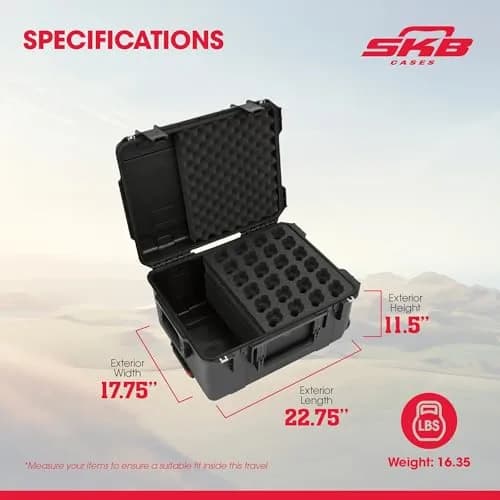 SKB Injection Molded Case w/Foam for 24 Mics | Waterproof, Heavy-Duty, Portable thumbnail 3
