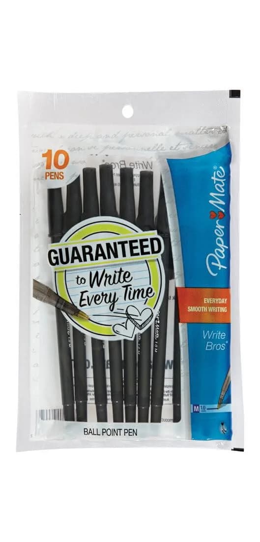 Paper Mate Ballpoint Pen Medium Point | Reliable Black Ink for Office & School — Black