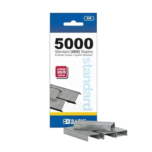 BAZIC PRODUCTS Standard Staples (26/6) 5000/Pack | Chisel Point Metal Refills thumbnail 1