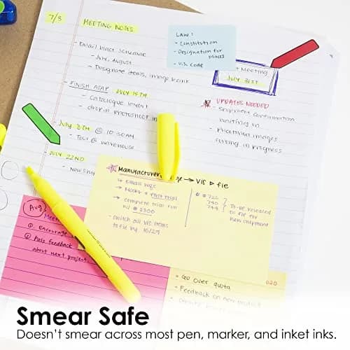 BAZIC Neon Highlighter Assorted Color Pen Style, Chisel Tip | Broad & Fine Line, Unscented, 5-Count thumbnail 4