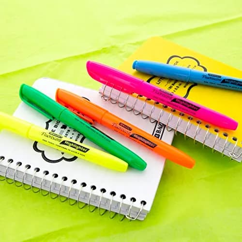 BAZIC Neon Highlighter Assorted Color Pen Style, Chisel Tip | Broad & Fine Line, Unscented, 5-Count thumbnail 2
