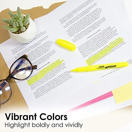 BAZIC Neon Highlighter Assorted Color Pen Style, Chisel Tip | Broad & Fine Line, Unscented, 5-Count thumbnail 3