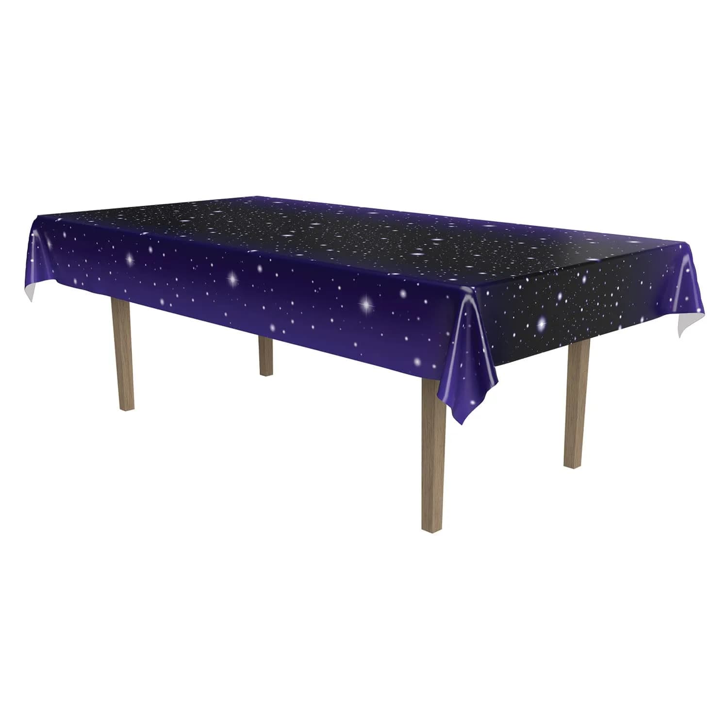 Beistle Starry Night Table Cover 108 x 54 inches (274 cm x 137 cm) | Plastic Party Decoration - main product image