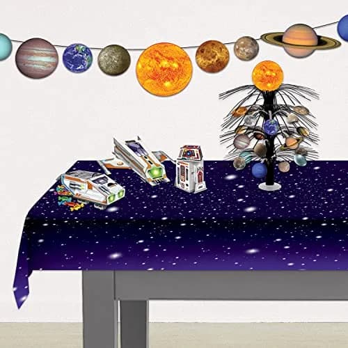 Beistle Starry Night Table Cover 108 x 54 inches (274 cm x 137 cm) | Plastic Party Decoration thumbnail 5