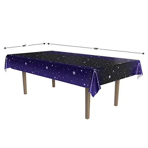 Beistle Starry Night Table Cover 108 x 54 inches (274 cm x 137 cm) | Plastic Party Decoration thumbnail 2