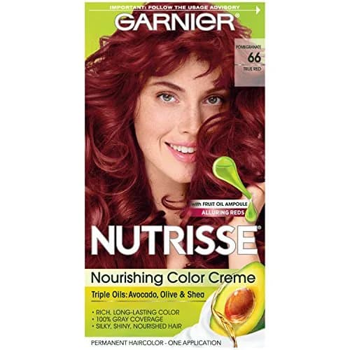 Garnier Nutrisse Nourishing Hair Color Creme, 66 True Red (Pomegranate) 74ml (2.51 Fl Oz) | Permanent Gray Coverage thumbnail 1
