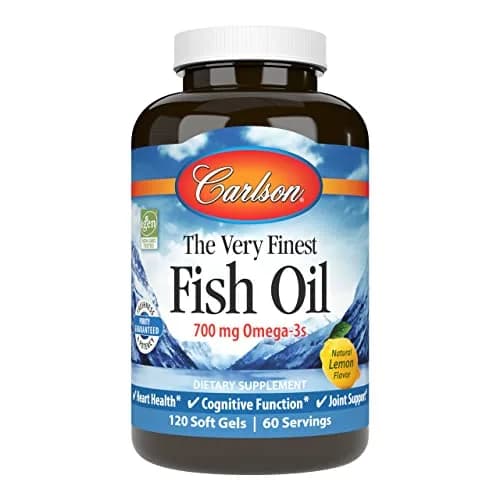 Carlson The Very Finest Fish Oil, 700 mg, Omega-3s, Lemon, 120 Softgels | Heart & Brain Support thumbnail 1