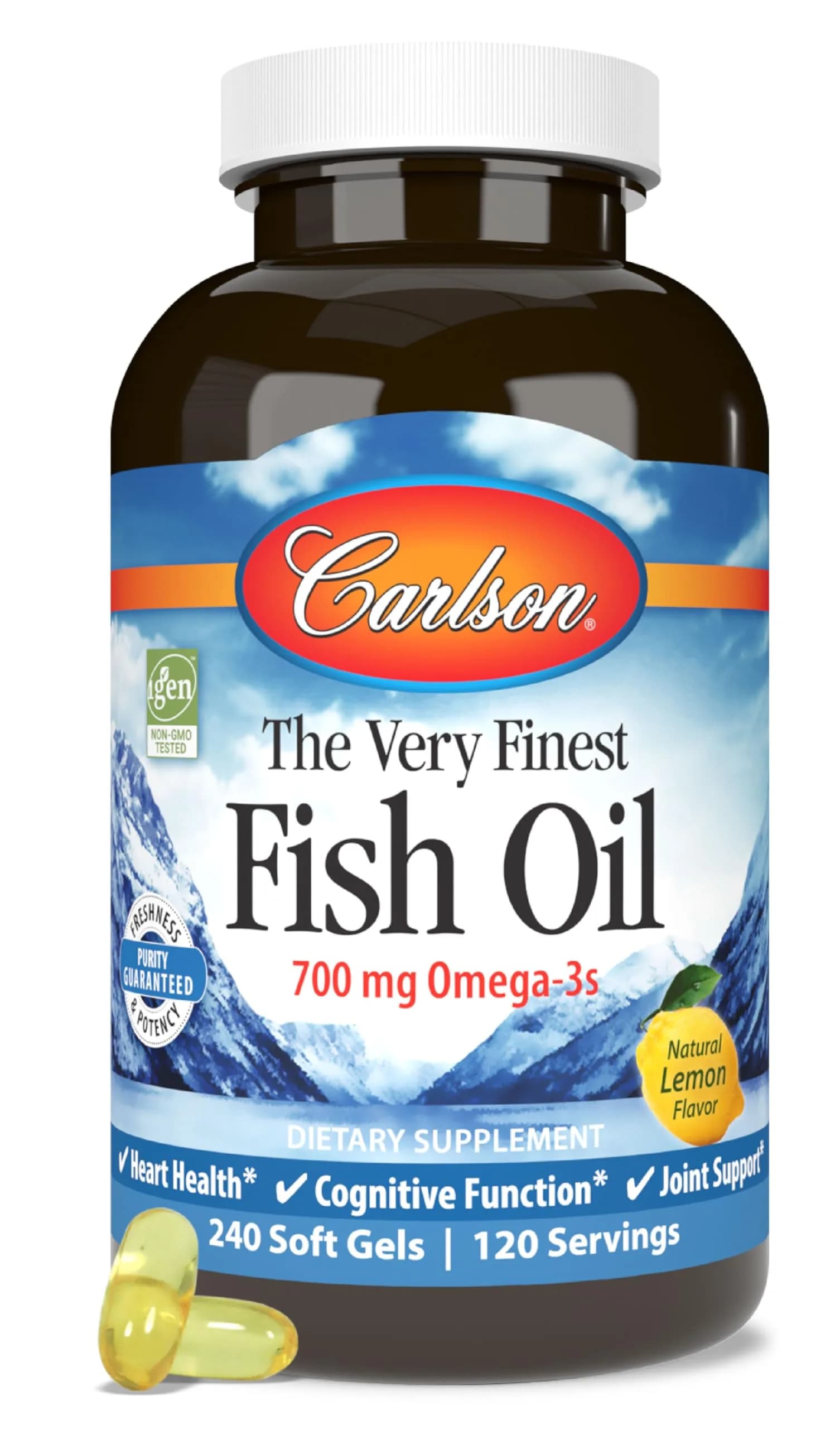 Carlson Fish Oil 700 mg Omega-3 Lemon | Heart, Brain & Joint Support (70-120 chars) — W