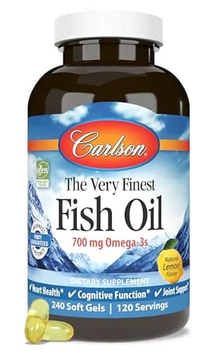 Carlson Fish Oil 700 mg Omega-3 Lemon | Heart, Brain & Joint Support (70-120 chars) thumbnail 1