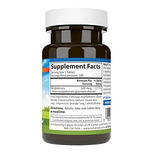 Carlson Moly-B, Metabolism Support, 100 Vegetarian Tablets | Supports Fat & Carbohydrate Metabolism thumbnail 2