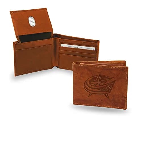 Rico Industries NHL Embossed Leather Billfold Wallet, Columbus Blue Jackets | Genuine Cowhide Leather, Compact & Durable thumbnail 1