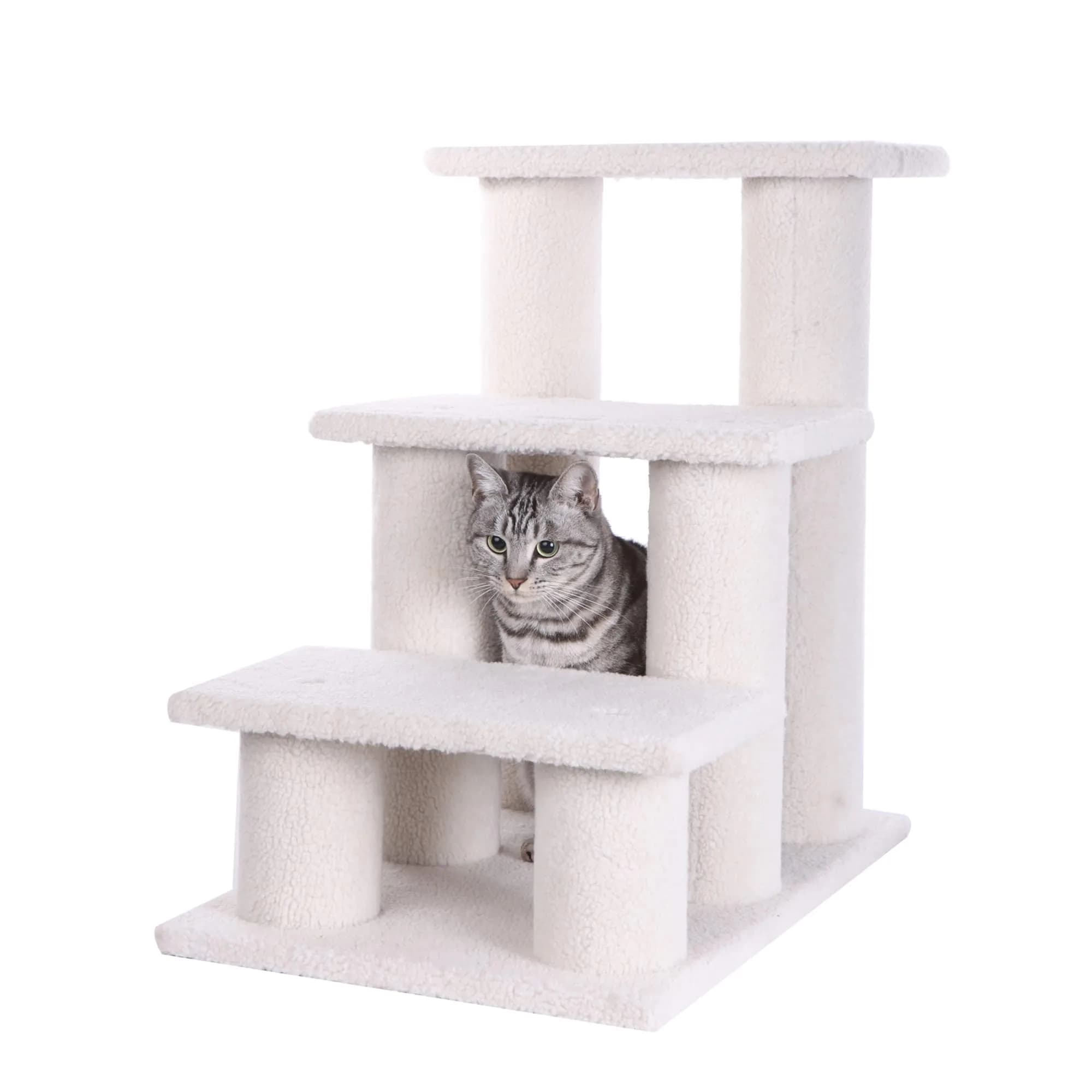 Armarkat Pet Steps, 4-steps, B4001, Ivory | Safe, Stylish Cat Ladder for Small Dogs