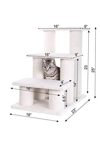 Armarkat Pet Steps 3-steps Ivory 17"(W) x 25"(D) x 25"(H) | Stable, Soft & Durable for Cats & Small Dogs thumbnail 6